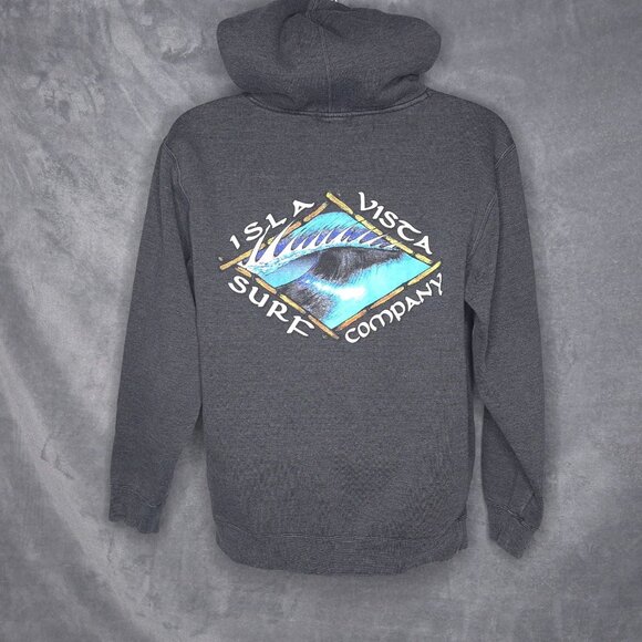 Isla Vista Surf Co Mens Small Gray Hoodie Pocket Pullover Long Sleeve - Picture 4 of 7